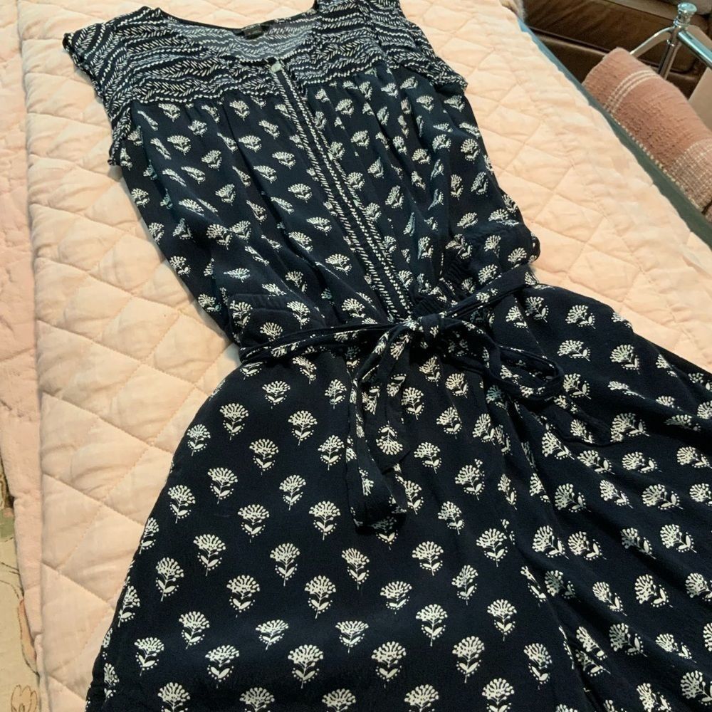 Loft black and white romper with buttons size M